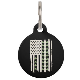 Médaillon Pour Animaux Drapeau américain avec Shamrocks pour St patrick