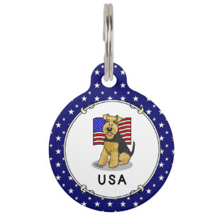 Médaillon Pour Animaux Drapeau américain USA Welsh Terrier Chien - Mignon