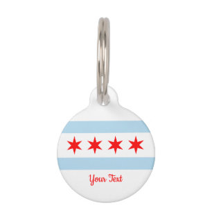 Médaillon Pour Animaux Drapeau de Chicago, Illinois Nom de l'animal