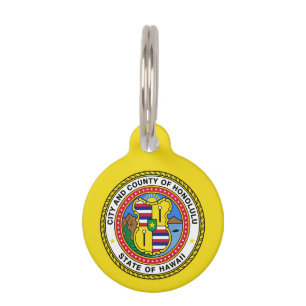 Médaillon Pour Animaux Drapeau de la ville de Honolulu, Hawaii Pet ID bal