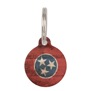 Médaillon Pour Animaux Drapeau d'état du Tennessee sur le vieux grain en