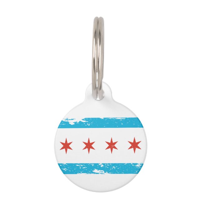Médaillon Pour Animaux Drapeau grunge de Chicago (Dos)