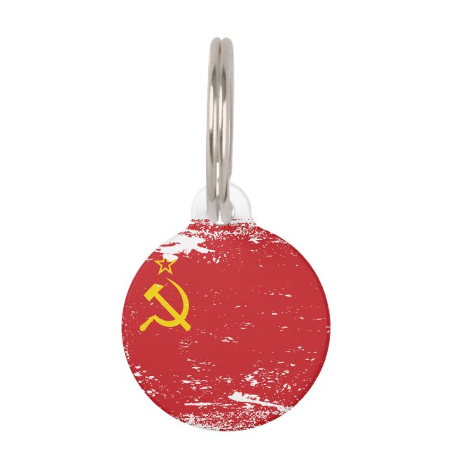 Médaillon Pour Animaux Drapeau grunge d'Union Soviétique - URSS (Devant)