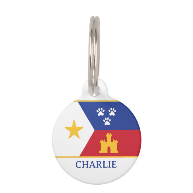 MÉDAILLON POUR ANIMAUX DRAPEAU LOUISIANA ACADIAN (Devant)