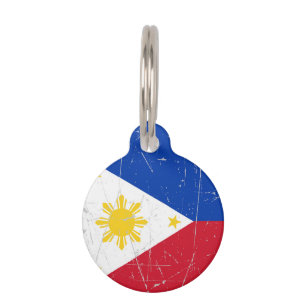 Médaillon Pour Animaux Drapeau philippin éraillé et rayé
