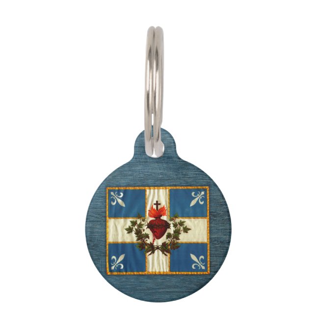 Médaillon Pour Animaux Drapeau Québec antique Carillon Sacré-Coeur (Devant)