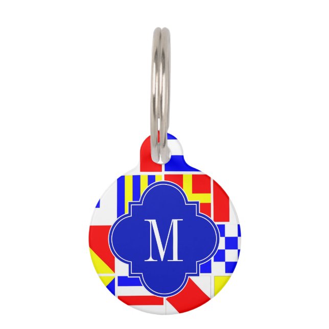 Médaillon Pour Animaux Drapeaux de signalisation nautique Monogramme de Q (Devant)
