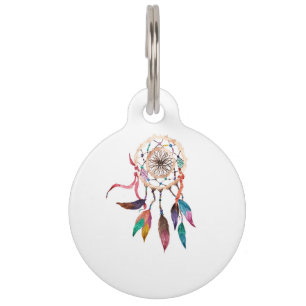 Médaillon Pour Animaux Dreamcatcher de Bohème en peinture vibrante