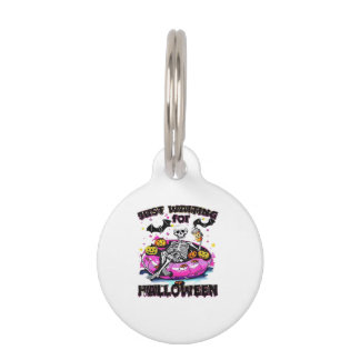 Médaillon Pour Animaux Drôle, attendant juste Halloween Squelette Effraya
