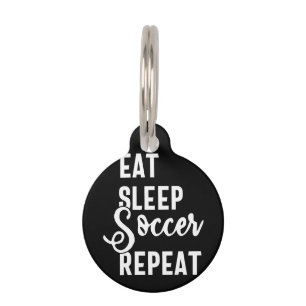 Médaillon Pour Animaux eat sleep soccer repeat