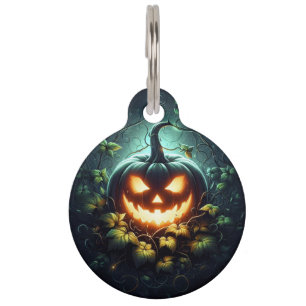 Médaillon Pour Animaux Éffrayant nature brillant Halloween citrouille