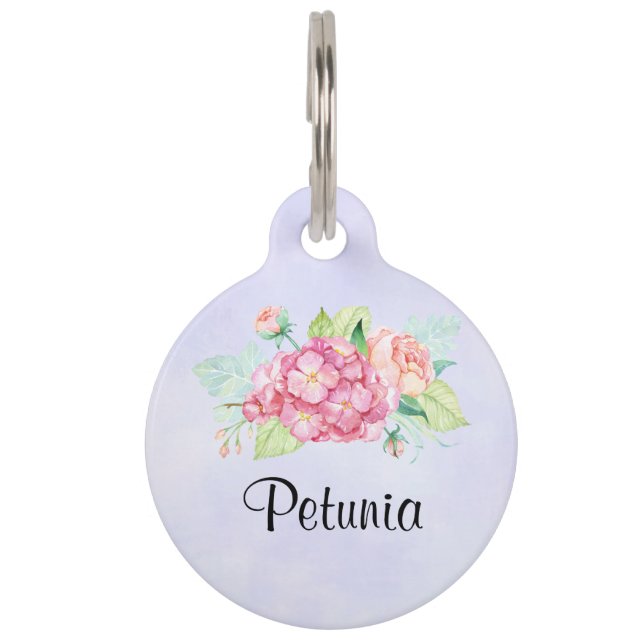Médaillon Pour Animaux Elégant Bouquet de fleurs rose (Devant)