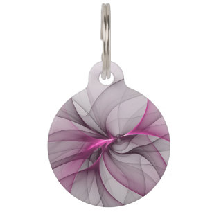 Médaillon Pour Animaux Élégant Chaos Moderne Art Fractal Abstrait Rose