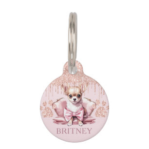 Médaillon Pour Animaux Elégant Chihuahua Chien avec Parties scintillant P