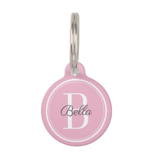 Médaillon Pour Animaux Élégant Monogramme rose