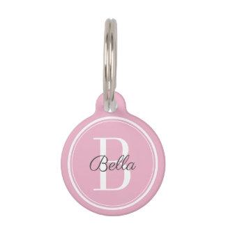 Médaillon Pour Animaux Élégant Monogramme rose