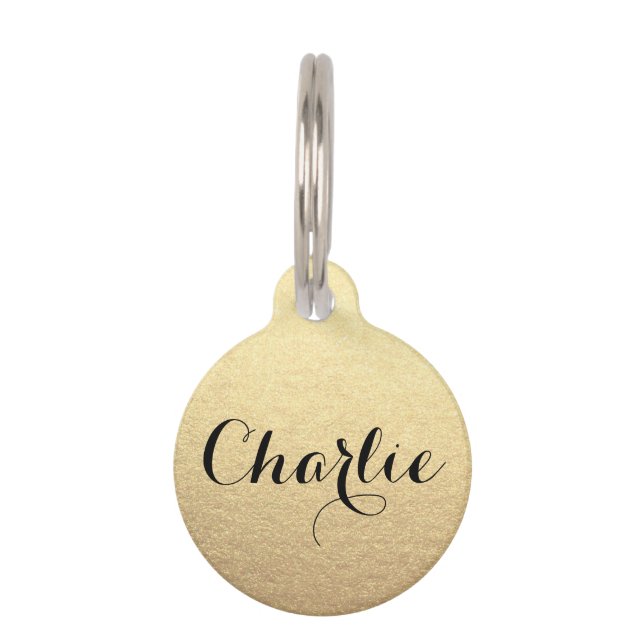 Médaillon Pour Animaux Elégant or customisé perdu chien contact info (Devant)