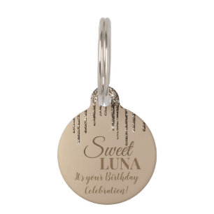 Médaillon Pour Animaux Élégante Luna Douce Anniversaire Célébration ronde