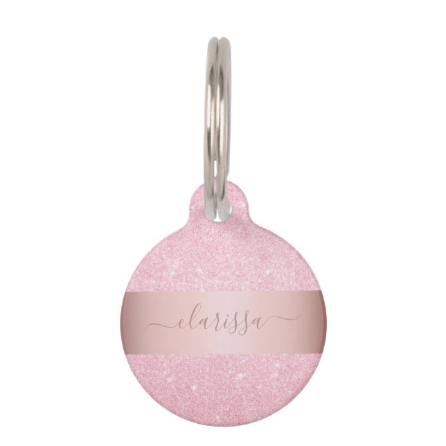 Médaillon Pour Animaux Élégante parties scintillant d'or rose géométrique (Devant)