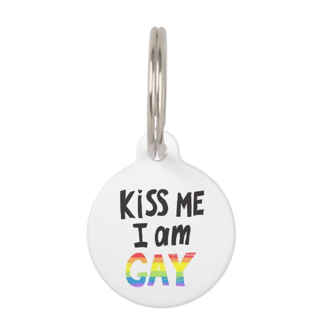Médaillon Pour Animaux Embrasse-moi je suis gay (Devant)