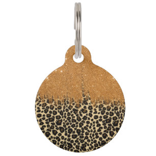 Médaillon Pour Animaux Empreinte de léopard avec la course de brosse de