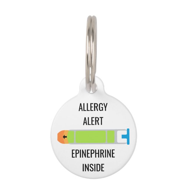 Médaillon Pour Animaux Enfants Alerte allergique Epinephrine à l'intérieu (Devant)