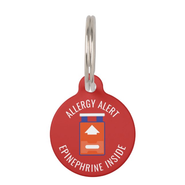 Médaillon Pour Animaux Enfants Alerte allergique Epinephrine à l'intérieu (Devant)