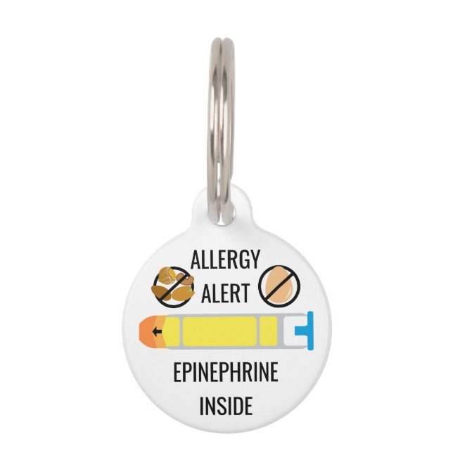 Médaillon Pour Animaux Enfants Arbre Noix OEuf Allergie Alerte Epinephrin (Devant)