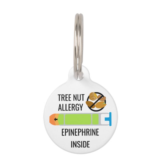Médaillon Pour Animaux Enfants Arbre Nut Allergie Epinephrine Urgence (Devant)