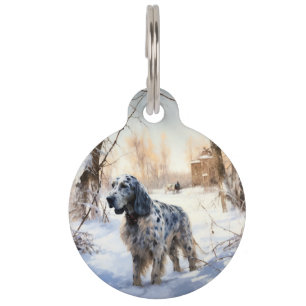 Médaillon Pour Animaux English Setter Qu'il neige Noël