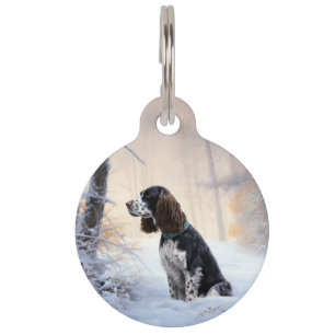 Médaillon Pour Animaux English Springer Spaniel Noël Qu'il neige