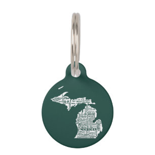 Médaillon Pour Animaux État vert des villes du Michigan