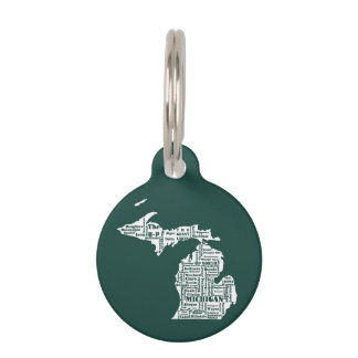 Médaillon Pour Animaux État vert des villes du Michigan