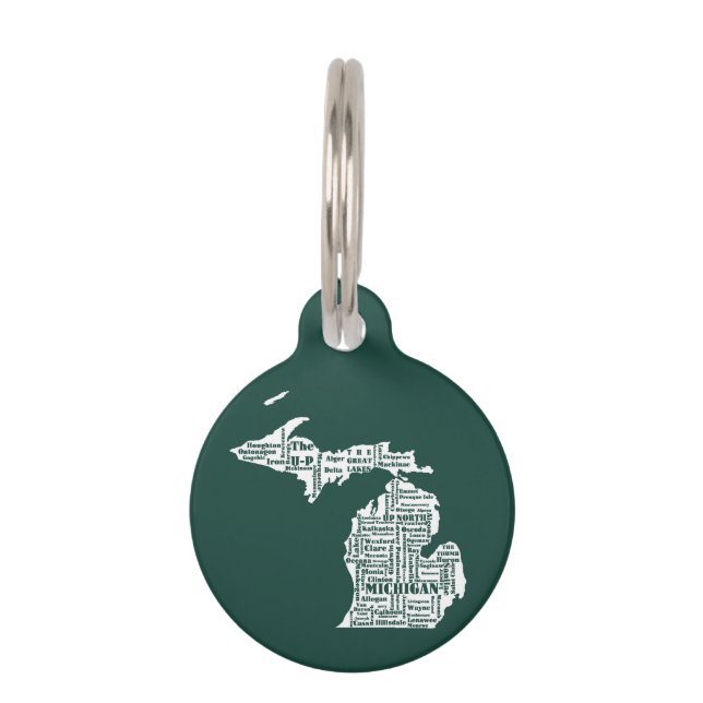 Médaillon Pour Animaux État vert des villes du Michigan (Devant)