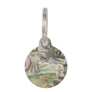 Médaillon Pour Animaux été plage vintage pieuvre antique voile