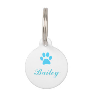Médaillon Pour Animaux Étiquette bleue d'animal familier d'empreinte de