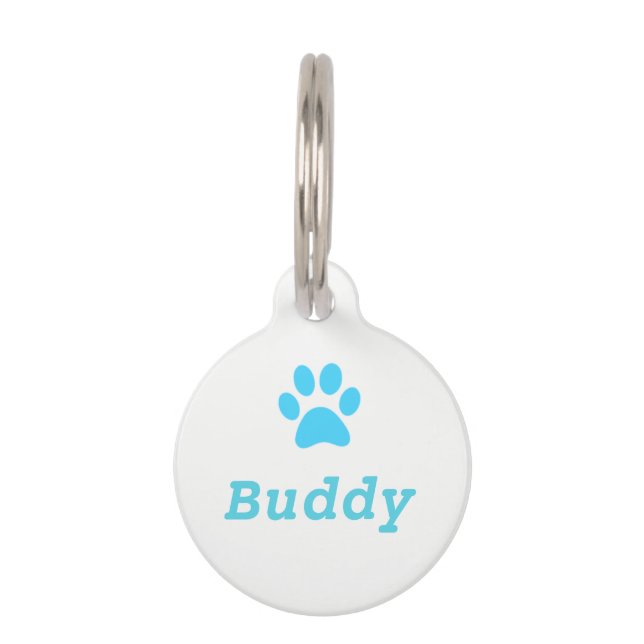 Médaillon Pour Animaux Étiquette bleue d'animal familier d'empreinte de (Devant)