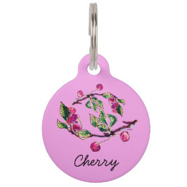 Médaillon Pour Animaux Étiquette Cherry Branches and Berries Pet ID
