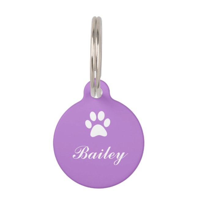 Médaillon Pour Animaux Étiquette d'animal familier d'empreinte de patte (Devant)
