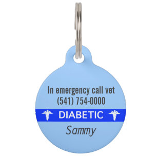 Médaillon Pour Animaux étiquette de chien d'alerte médicale diabétique