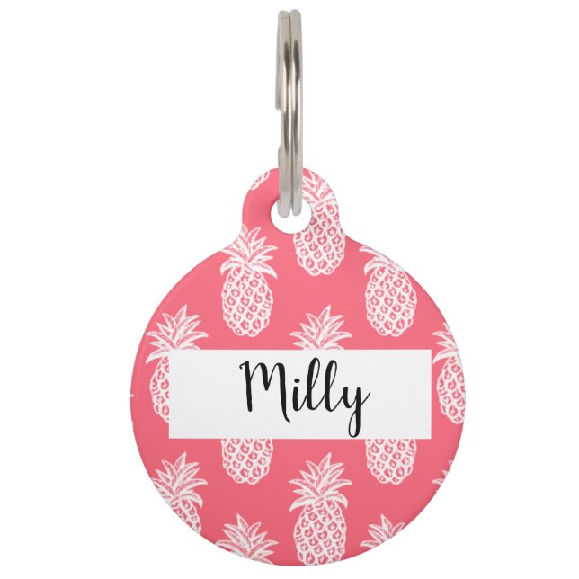 Médaillon Pour Animaux Étiquette de chien Girly de cocktails d'été (Devant)