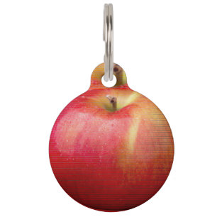 MÉDAILLON POUR ANIMAUX ÉTIQUETTE DE CHIEN POMME ROUGE DÉLICIEUSE