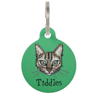 Médaillon Pour Animaux Étiquette d'identification de chat vert