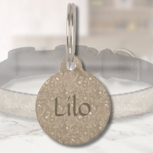 Médaillon Pour Animaux Étiquette d'identification de chien - Brun botaniq