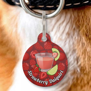 Médaillon Pour Animaux Étiquette d'identification de Strawberry Daiquiri