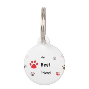 Médaillon Pour Animaux Étiquette Mon meilleur ami Empreinte de patte pers