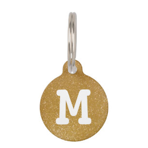 Médaillon Pour Animaux Étiquette monogramme parties scintillant or pour