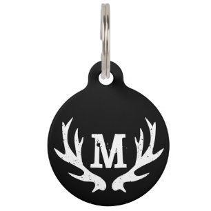 Médaillon Pour Animaux Étiquette monogramme personnalisée pour cerf
