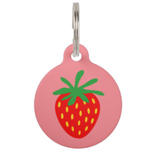 Médaillon Pour Animaux Étiquette personnalisée avec logo de fraise rouge