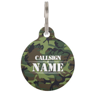 MÉDAILLON POUR ANIMAUX ÉTIQUETTE PERSONNALISÉE CAMO APPEL OISEAU CHIEN